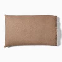 Euro Linen Ruffle Pillowcase, Standard, Alabaster