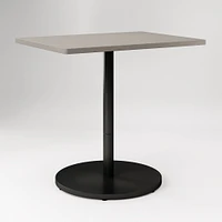 Restaurant Table,Top 24x32 Rect,Grey Concrete Quartz  + Dining Ht Orbit Base, Bronze/Brass