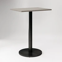 Restaurant Table,Top 24x32 Rect,Grey Concrete Quartz +Bar Ht Orbit Base, Bronze/Brass