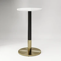 Restaurant Table,Top 24 Round,Grey Concrete Quartz +Bar Ht Orbit Base, Bronze/Brass