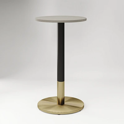 Restaurant Table,Top 24 Round,Grey Concrete Quartz +Bar Ht Orbit Base, Bronze/Brass