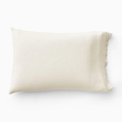 Euro Linen Ruffle Pillowcase, Standard, Alabaster