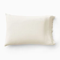 Euro Linen Ruffle Pillowcase, Standard, Alabaster