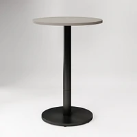 Restaurant Table,Top 24 Round,Grey Concrete Quartz +Bar Ht Orbit Base, Bronze/Brass