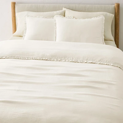 European Flax Linen Ruffle Full/Queen Duvet