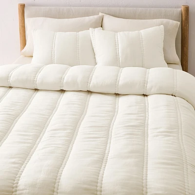 European Flax Linen Comforter, Twin White