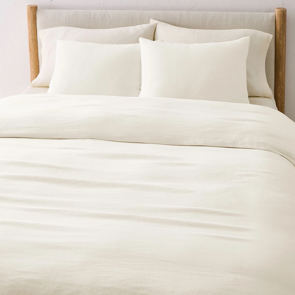 European Flax Linen Full/Queen Duvet, White