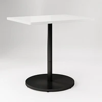 Restaurant Table,Top 24x32 Rect,Grey Concrete Quartz  + Dining Ht Orbit Base, Bronze/Brass