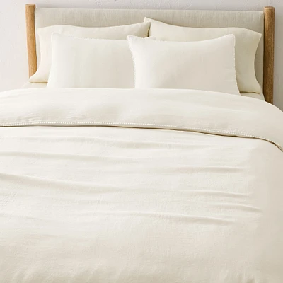 European Flax Linen Pom Twin Duvet