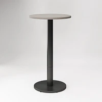 Restaurant Table,Top 24 Round,Grey Concrete Quartz +Bar Ht Orbit Base, Bronze/Brass