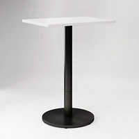 Restaurant Table,Top 24x32 Rect,Grey Concrete Quartz +Bar Ht Orbit Base, Bronze/Brass