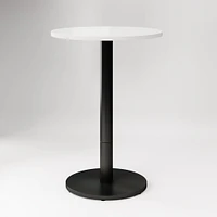 Restaurant Table,Top 24 Round,Grey Concrete Quartz +Bar Ht Orbit Base, Bronze/Brass