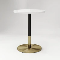 Orbit Restaurant Round Dining Table, Quartz, Gray Concrete, Brass, 24"