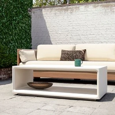 Calla Outdoor 48" Concrete Coffee Table, Alabaster