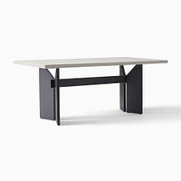 Rockport Outdoor Concrete Aluminum 72" Rectangle Dining Table, Alabaster, Dark Bronze