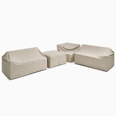 Portside Collection L-Shaped 4-Piece Ottoman Sectional Protective Cover