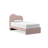 Alba Asymmetric Upholstered Bed, Full, Yarn Dyed Linen Weave, Alabaster