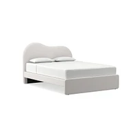 Alba Asymmetric Upholstered Bed, Full, Yarn Dyed Linen Weave, Alabaster