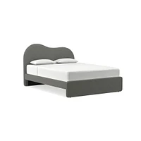Alba Asymmetric Upholstered Bed, Full, Yarn Dyed Linen Weave, Alabaster