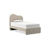 Alba Asymmetric Upholstered Bed, Full, Yarn Dyed Linen Weave, Alabaster