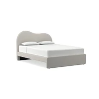 Alba Asymmetric Upholstered Bed, Full, Yarn Dyed Linen Weave, Alabaster