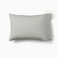 Euro Linen Ruffle Pillowcase, Standard, Alabaster