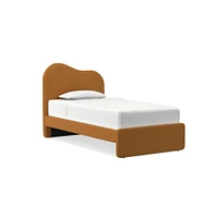 Alba Asymmetric Upholstered Bed, Full, Yarn Dyed Linen Weave, Alabaster