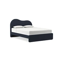 Alba Asymmetric Upholstered Bed, Full, Yarn Dyed Linen Weave, Alabaster