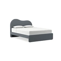Alba Asymmetric Upholstered Bed, Full, Yarn Dyed Linen Weave, Alabaster