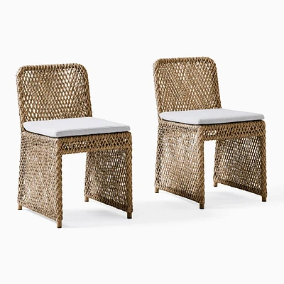 Coastal Dining Chair, Set of 2, All Weather Wicker, Natural