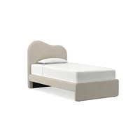 Alba Asymmetric Upholstered Bed, Full, Yarn Dyed Linen Weave, Alabaster