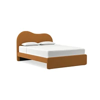 Alba Asymmetric Upholstered Bed, Full, Yarn Dyed Linen Weave, Alabaster