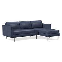 Axel 91" Left 2-Piece Chaise Sectional, Saddle Leather, Nut, Metal