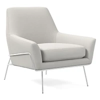 Lucas Wire Base Chair, Poly, Saddle Leather, Nut, Polished Nickel