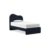 Alba Asymmetric Upholstered Bed, Full, Yarn Dyed Linen Weave, Alabaster