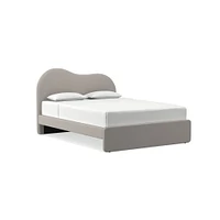 Alba Asymmetric Upholstered Bed, Full, Yarn Dyed Linen Weave, Alabaster