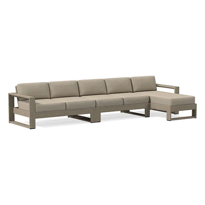 Portside Collection 3 Piece Long Chaise Sectional, Slipcover, Canvas Natural