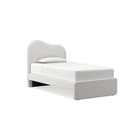 Alba Asymmetric Upholstered Bed, Full, Yarn Dyed Linen Weave, Alabaster