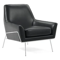 Lucas Wire Base Chair, Poly, Saddle Leather, Nut, Polished Nickel