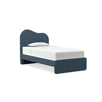 Alba Asymmetric Upholstered Bed, Full, Yarn Dyed Linen Weave, Alabaster