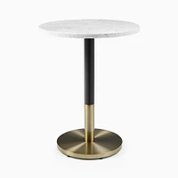 White Marble Orbit Base Bistro Table, Round, 24", Dark Bronze, Blackened Brass