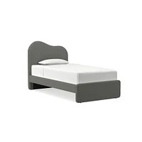 Alba Asymmetric Upholstered Bed, Full, Yarn Dyed Linen Weave, Alabaster