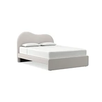 Alba Asymmetric Upholstered Bed, Full, Yarn Dyed Linen Weave, Alabaster