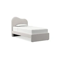 Alba Asymmetric Upholstered Bed, Full, Yarn Dyed Linen Weave, Alabaster