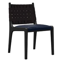 Dunham Dining Chair, Saddle Leather, Nut, Black, Black Straps