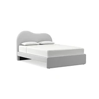 Alba Asymmetric Upholstered Bed, Full, Yarn Dyed Linen Weave, Alabaster