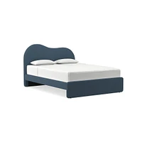 Alba Asymmetric Upholstered Bed, Full, Yarn Dyed Linen Weave, Alabaster