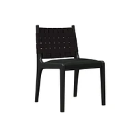 Dunham Dining Chair, Saddle Leather, Nut, Black, Black Straps