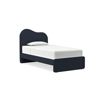 Alba Asymmetric Upholstered Bed, Full, Yarn Dyed Linen Weave, Alabaster