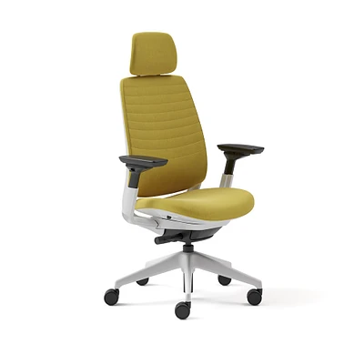 Steelcase Series 2 4-Way Armed Task Chair,  Soft Casters, Headrest Black Billiard Cloth; Gunmetal